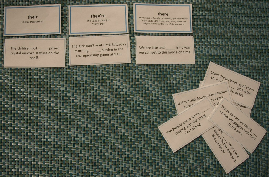 Homophone card sort activity